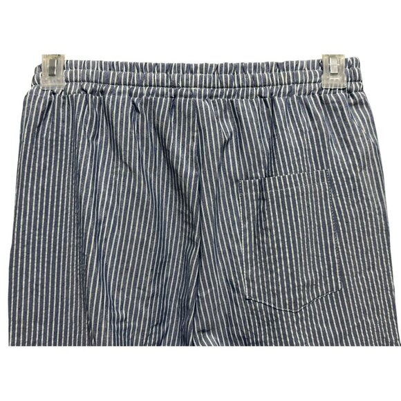 Womens Pinstripe Drawstring Waist Side Button Pull-On Pants Sz L Nautical NEW - Picture 4 of 7